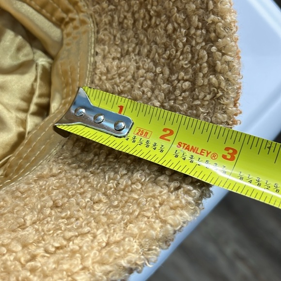 Steve Madden Patchwork Bucket Hat Sherpa Boucle Knit Neutral Tan Brown Cream - Picture 7 of 9